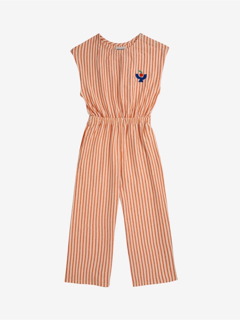 Bobo Choses Vertical Stripe Orange & Cream Striped Sleeveless Jumpsuit
